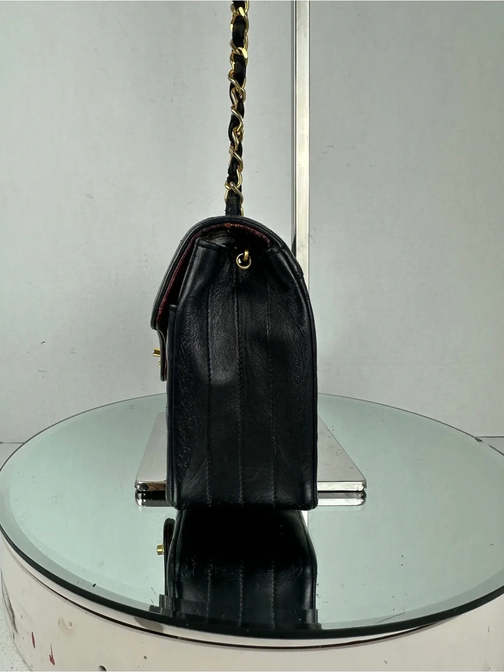 CHANEL CC MINI LAMBSKIN LEATHER FLAP BAG 24KT PLATED